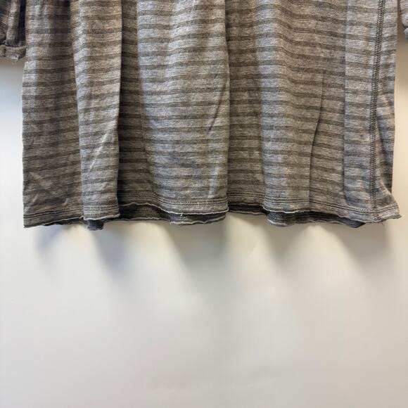 Abercrombie & Fitch Y2K Brown Stiped Henley Babydoll Shirt Sz Large L - Picture 4 of 8